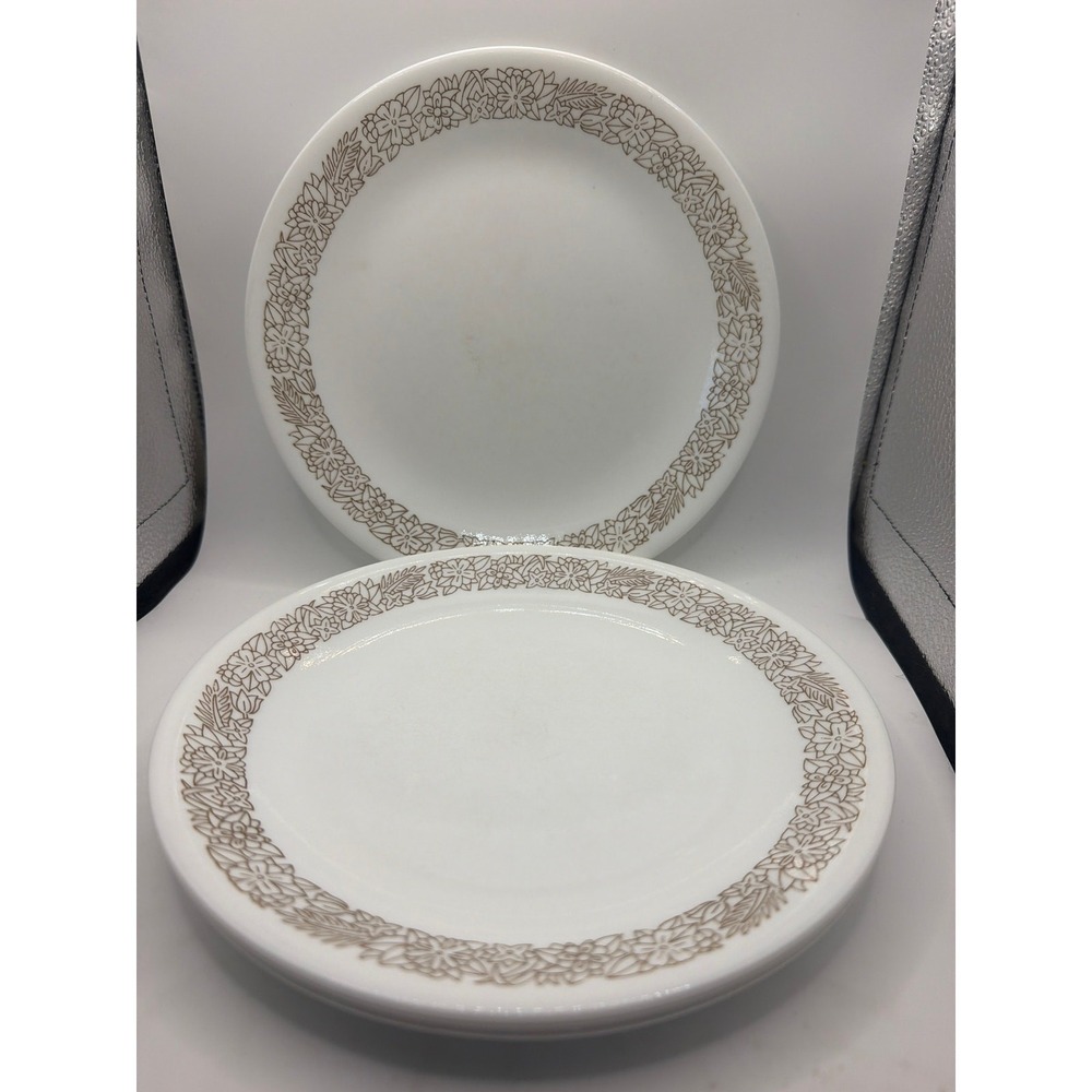 4 CORELLE WOODLAND BROWN FLORAL SALAD PLATES